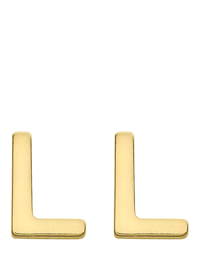 IBB Initial Letter Gold Stud Earrings