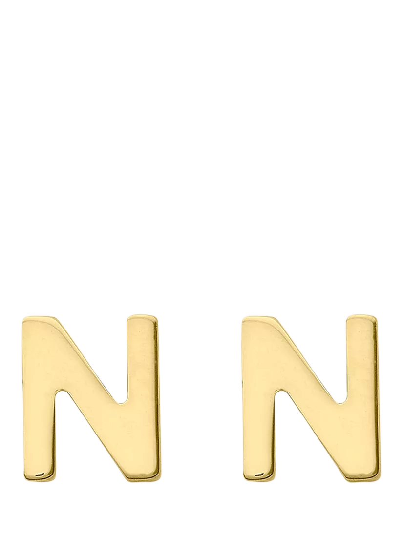 IBB Initial Letter Gold Stud Earrings