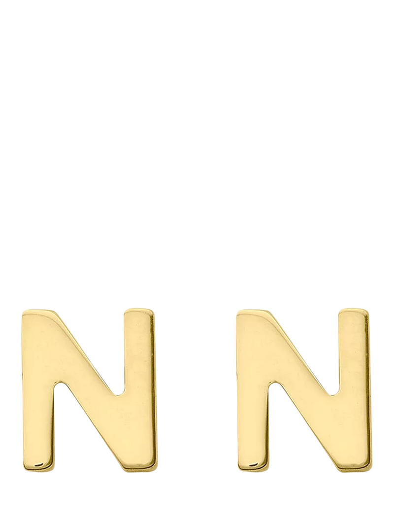 IBB Initial Letter Gold Stud Earrings