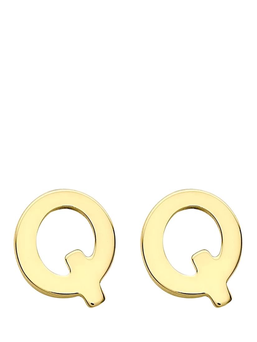 IBB Initial Letter Gold Stud Earrings