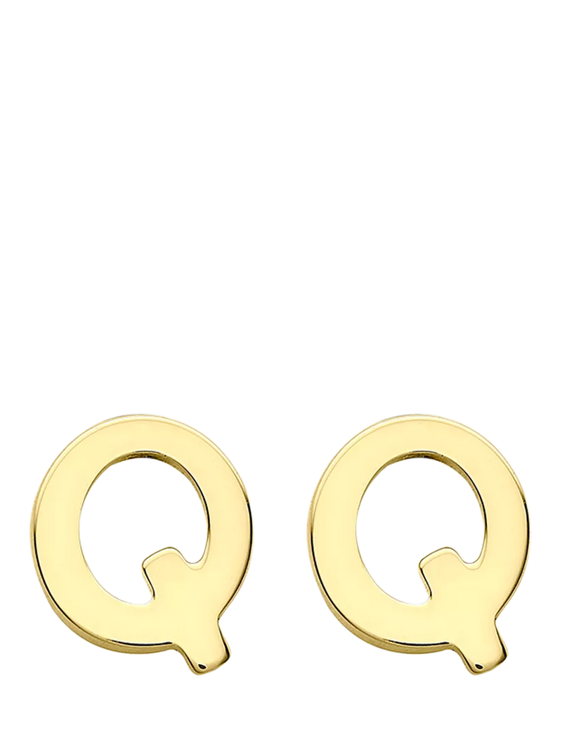 IBB Initial Letter Gold Stud Earrings