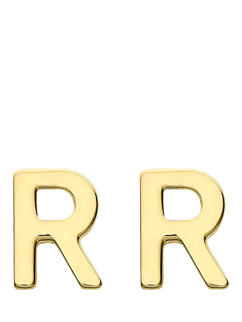IBB Initial Letter Gold Stud Earrings