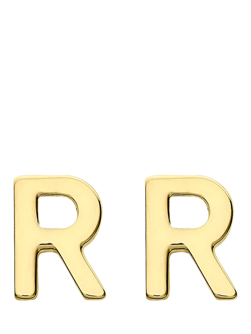 IBB Initial Letter Gold Stud Earrings