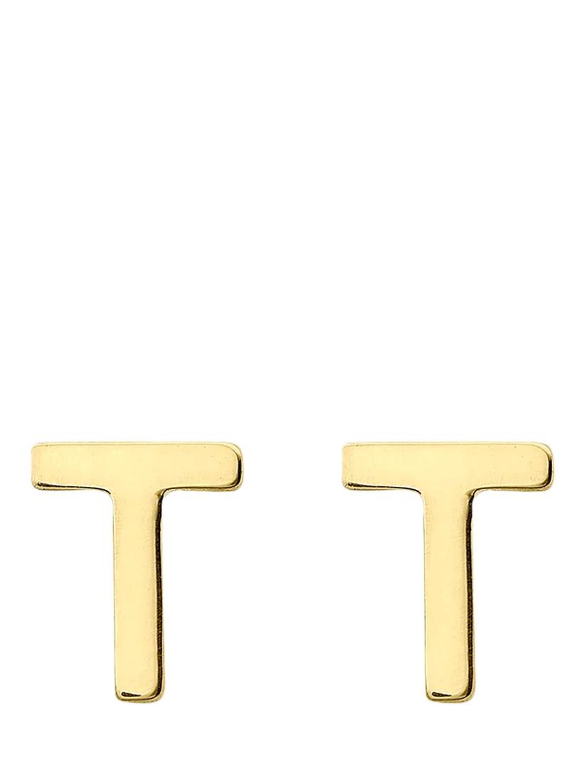 IBB Initial Letter Gold Stud Earrings