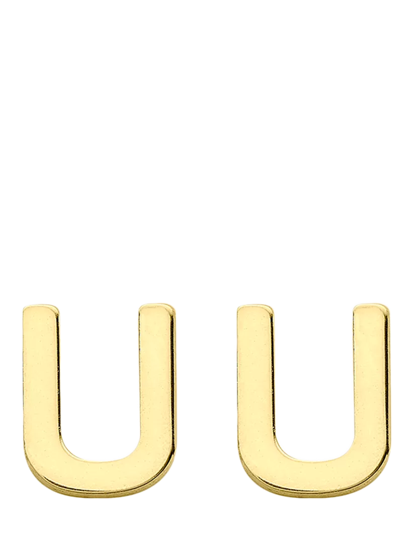 IBB Initial Letter Gold Stud Earrings