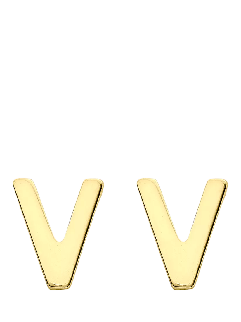 IBB Initial Letter Gold Stud Earrings