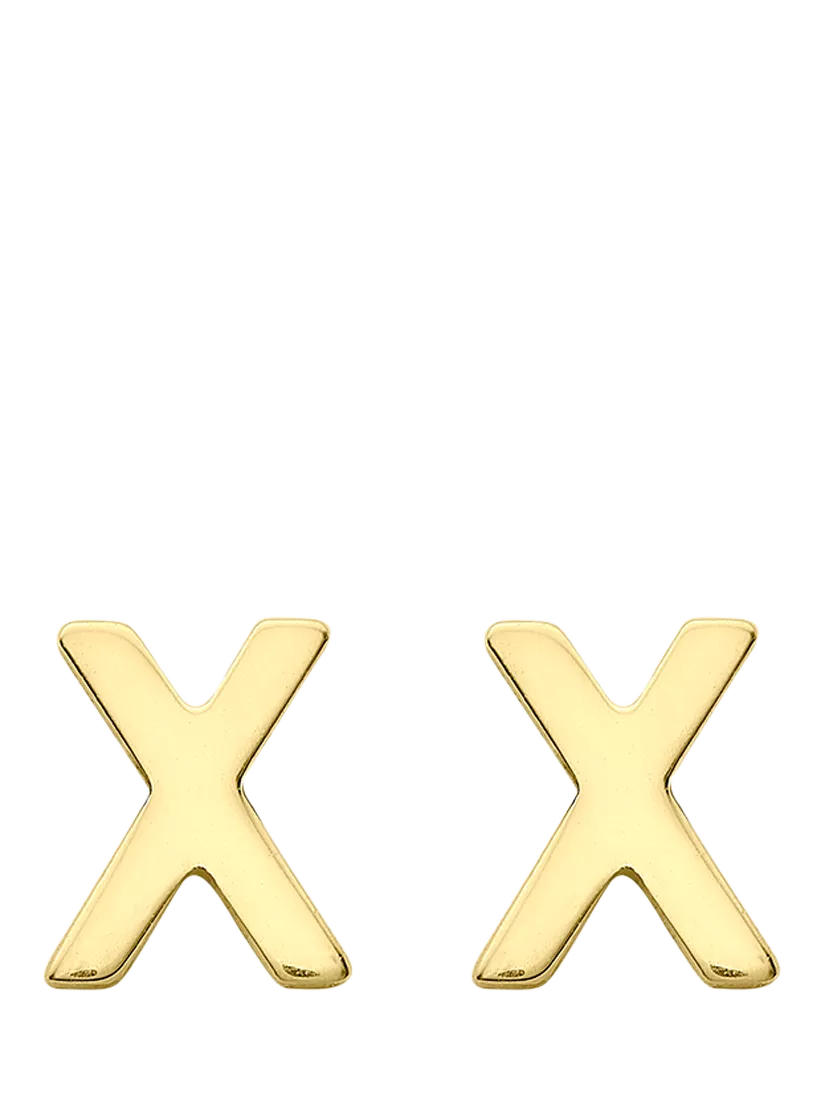 IBB Initial Letter Gold Stud Earrings