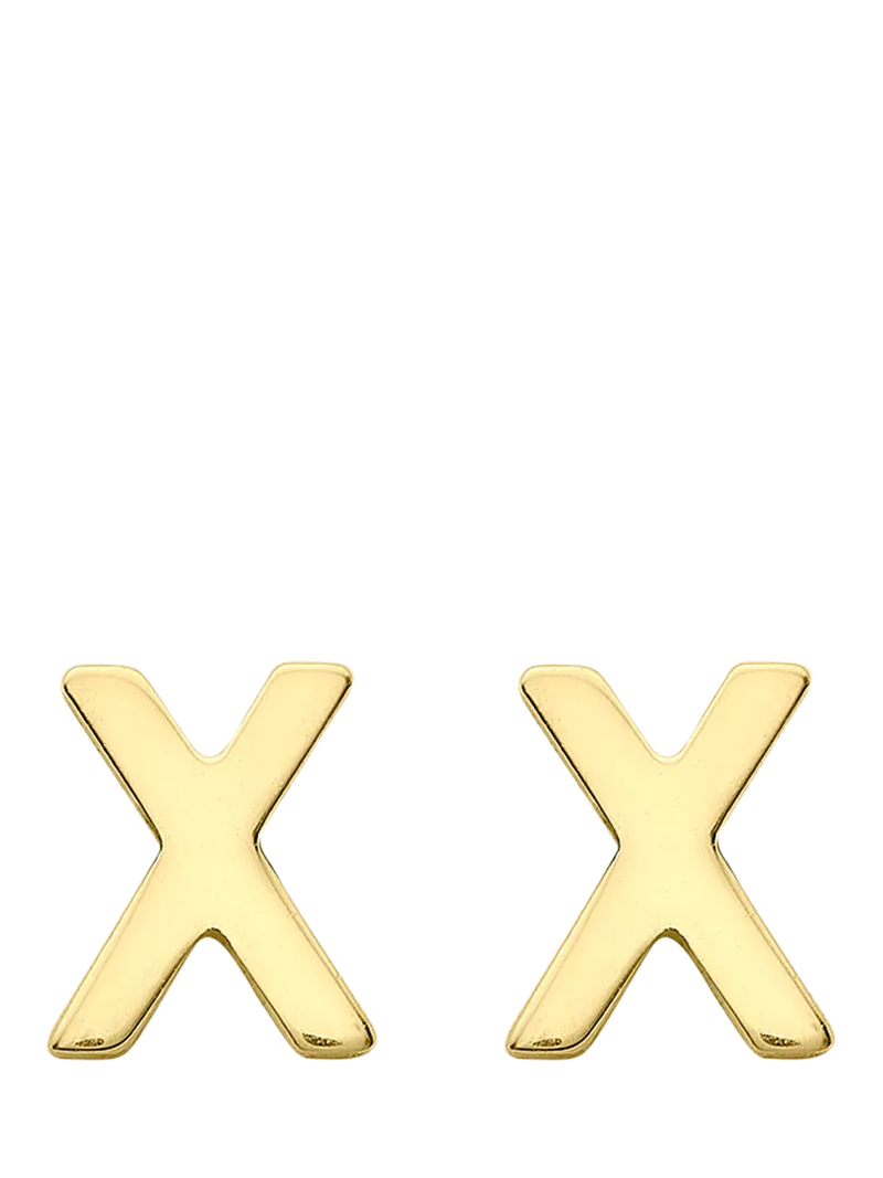 IBB Initial Letter Gold Stud Earrings