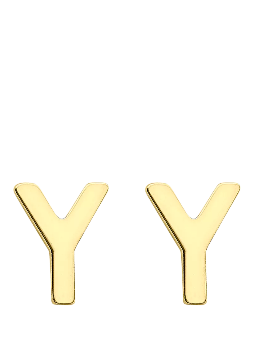 IBB Initial Letter Gold Stud Earrings