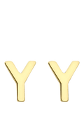 IBB Initial Letter Gold Stud Earrings