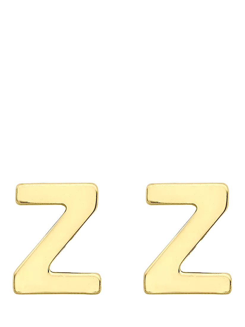 IBB Initial Letter Gold Stud Earrings