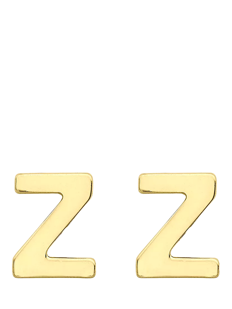 IBB Initial Letter Gold Stud Earrings