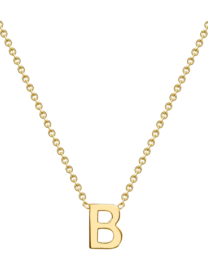 IBB 9ct Yellow Gold Mini Initial Pendant Necklace, Gold, 38-43cm