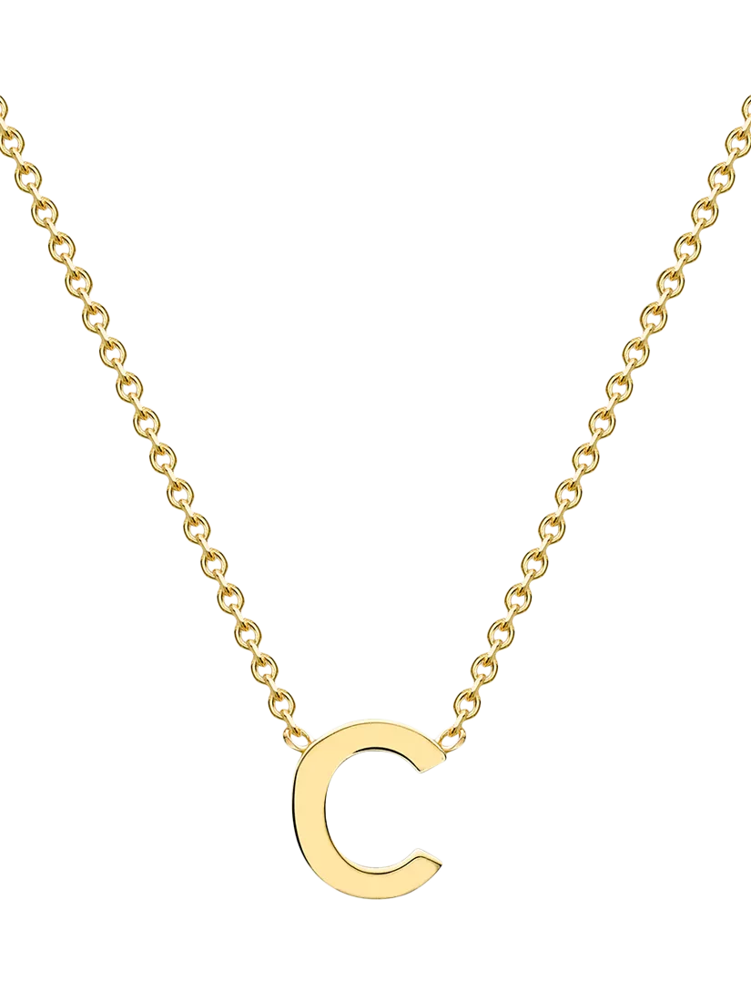 IBB 9ct Yellow Gold Mini Initial Pendant Necklace, Gold, 38-43cm