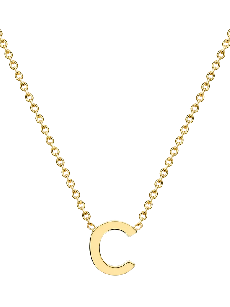 IBB 9ct Yellow Gold Mini Initial Pendant Necklace, Gold, 38-43cm