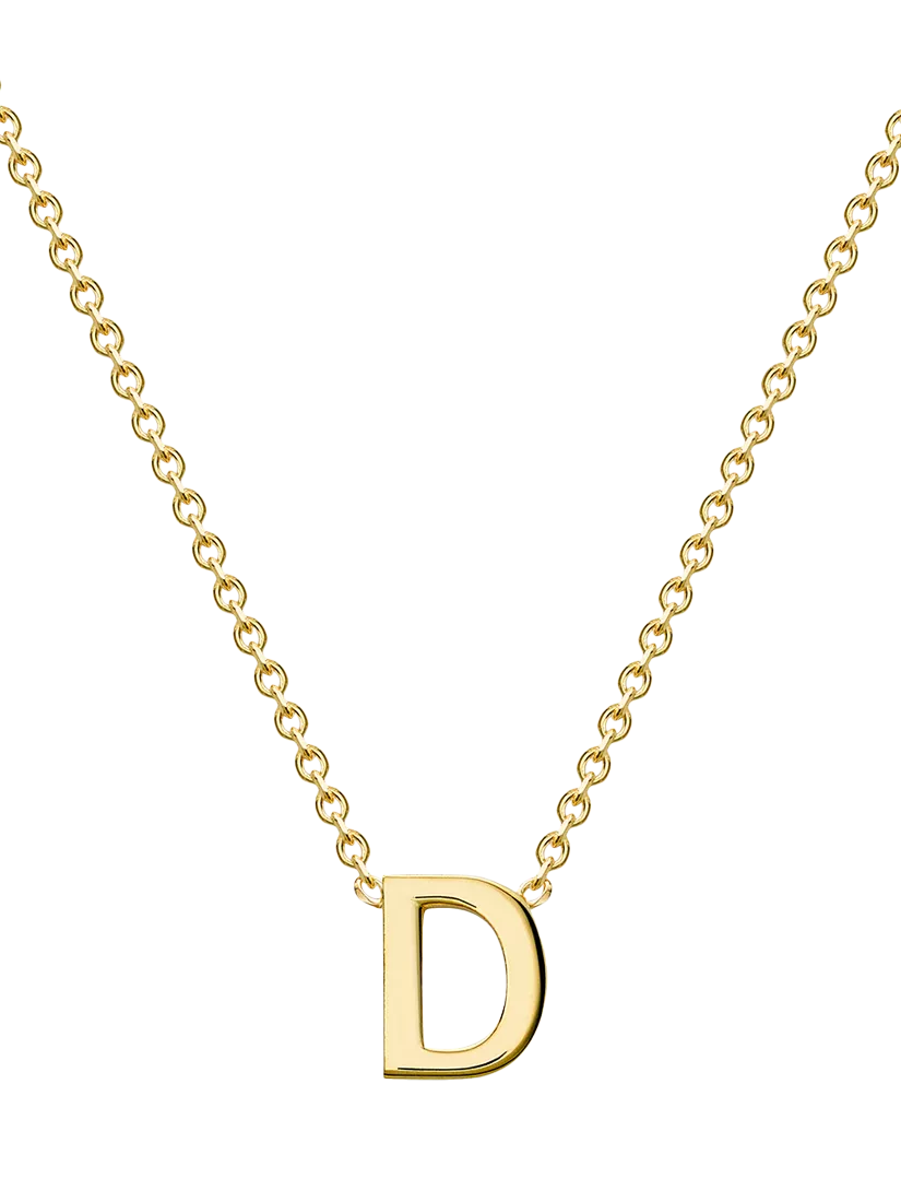 IBB 9ct Yellow Gold Mini Initial Pendant Necklace, Gold, 38-43cm