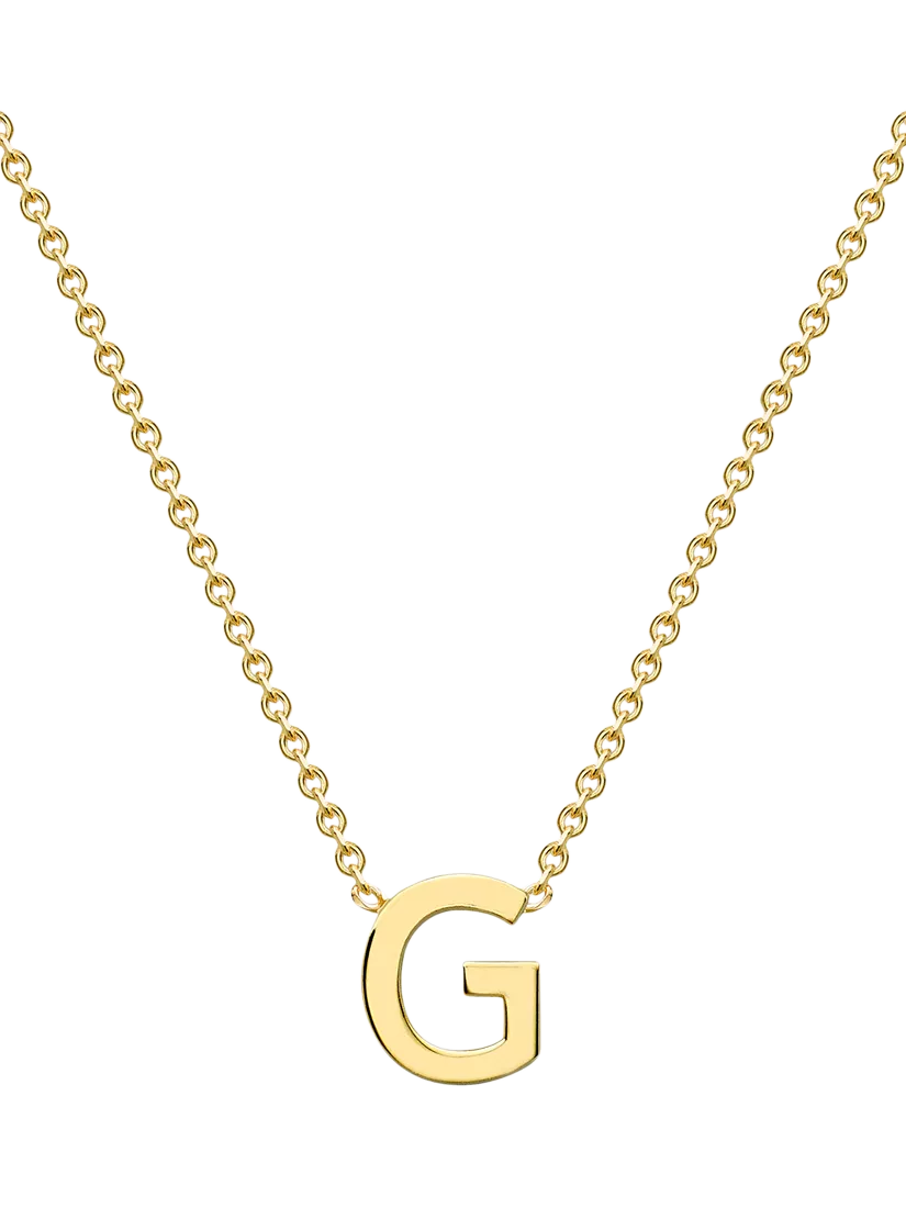 IBB 9ct Yellow Gold Mini Initial Pendant Necklace, Gold, 38-43cm