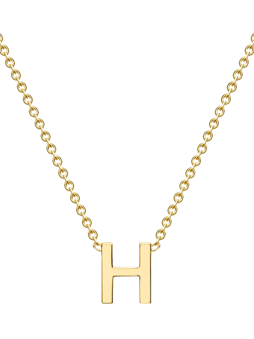 IBB 9ct Yellow Gold Mini Initial Pendant Necklace, Gold, 38-43cm