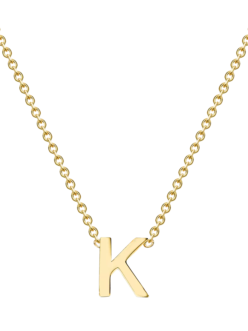 IBB 9ct Yellow Gold Mini Initial Pendant Necklace, Gold, 38-43cm
