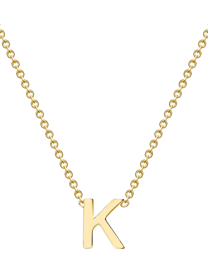 IBB 9ct Yellow Gold Mini Initial Pendant Necklace, Gold, 38-43cm