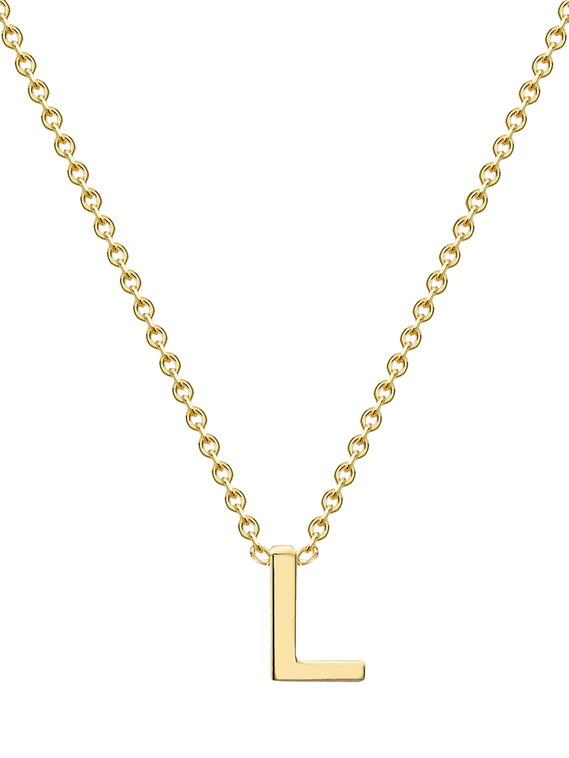 IBB 9ct Yellow Gold Mini Initial Pendant Necklace, Gold, 38-43cm