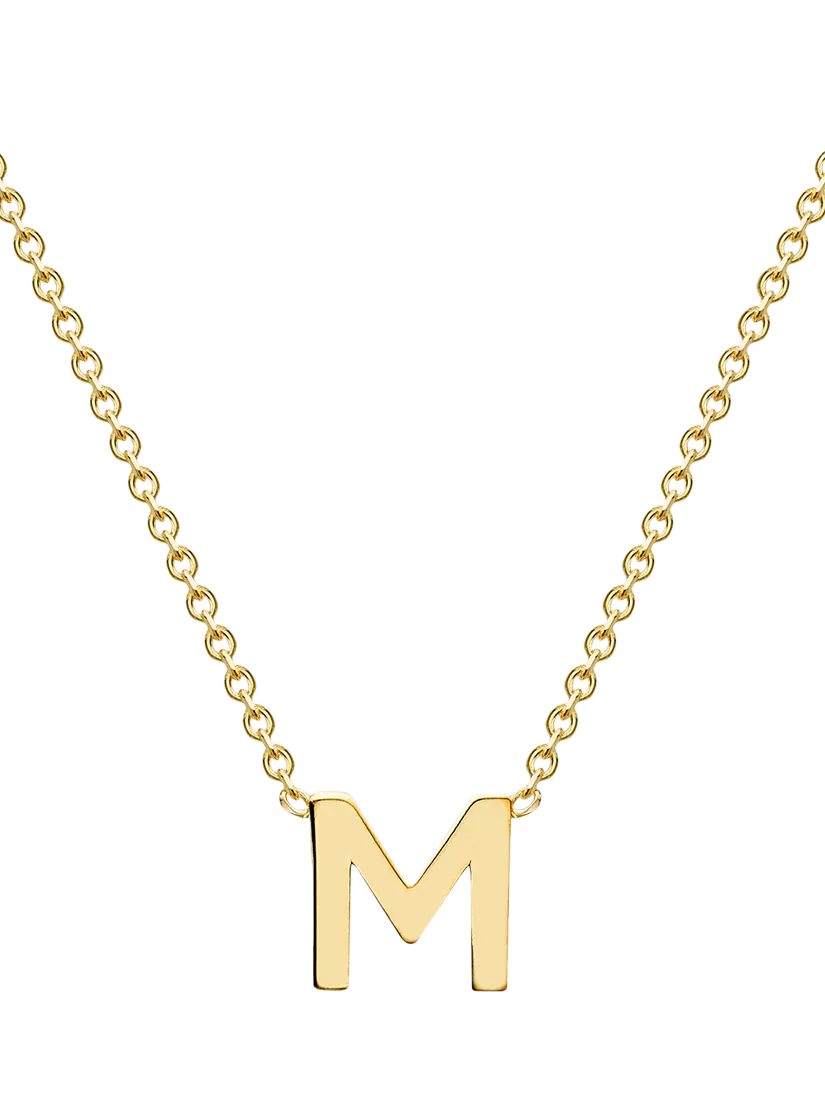 IBB 9ct Yellow Gold Mini Initial Pendant Necklace, Gold, 38-43cm