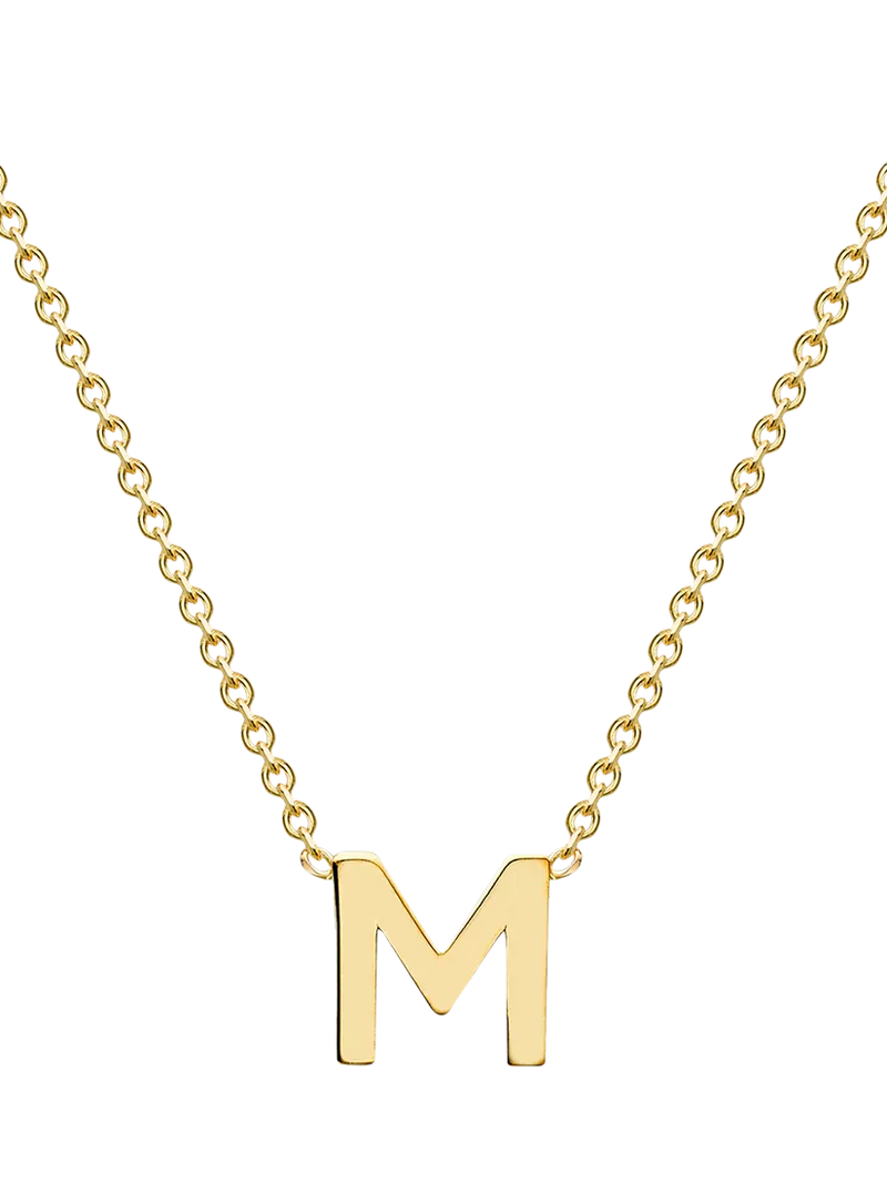 IBB 9ct Yellow Gold Mini Initial Pendant Necklace, Gold, 38-43cm