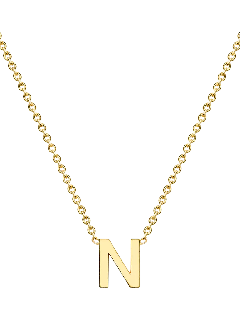 IBB 9ct Yellow Gold Mini Initial Pendant Necklace, Gold, 38-43cm