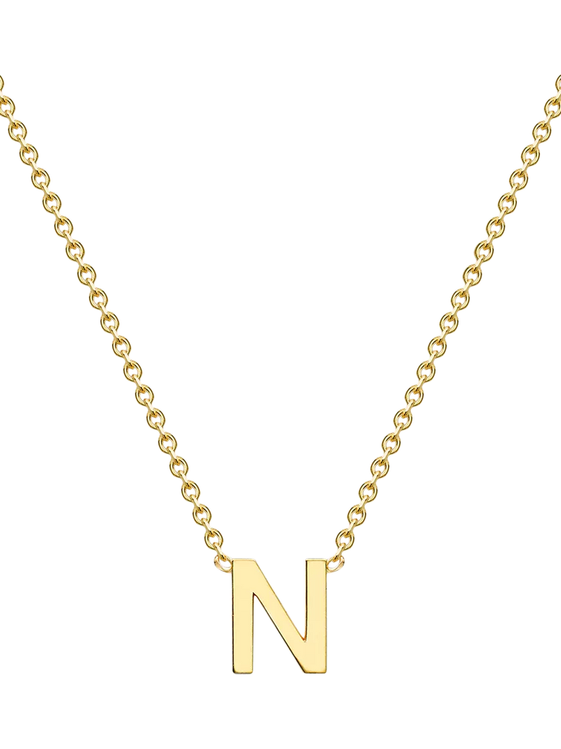 IBB 9ct Yellow Gold Mini Initial Pendant Necklace, Gold, 38-43cm