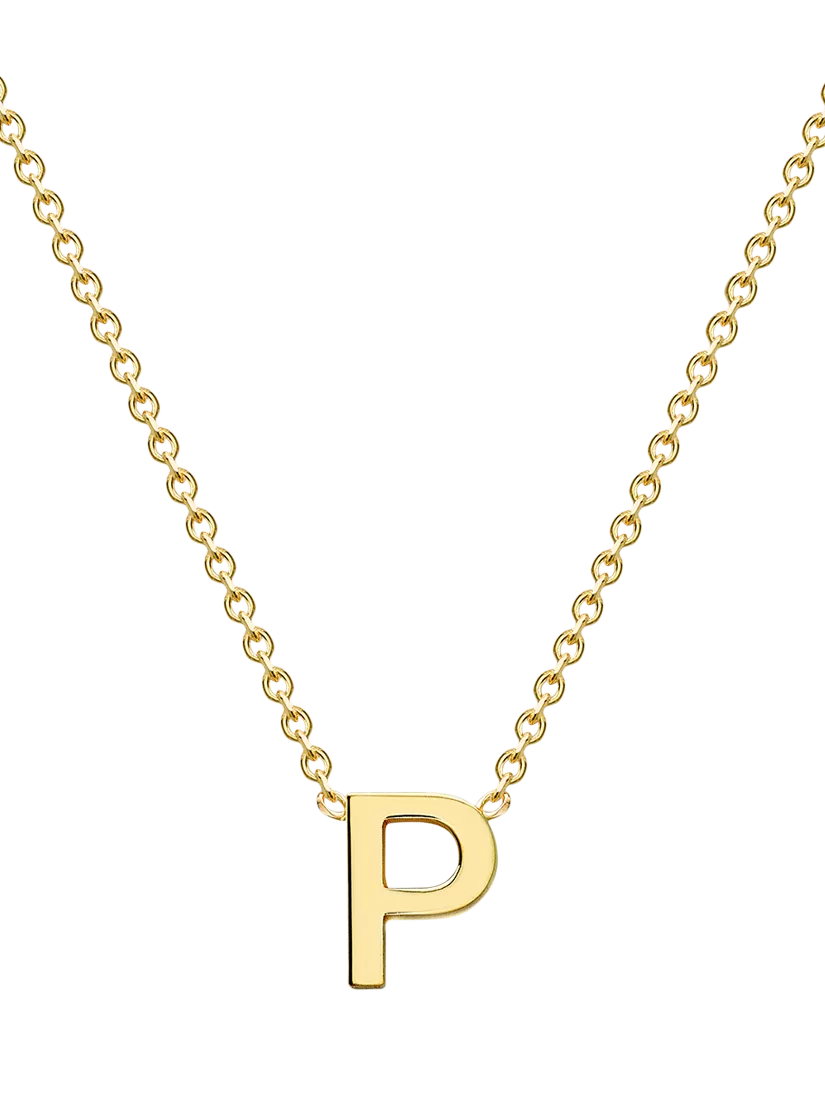 IBB 9ct Yellow Gold Mini Initial Pendant Necklace, Gold, 38-43cm