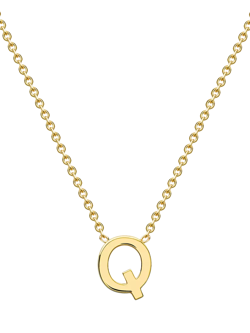 IBB 9ct Yellow Gold Mini Initial Pendant Necklace, Gold, 38-43cm