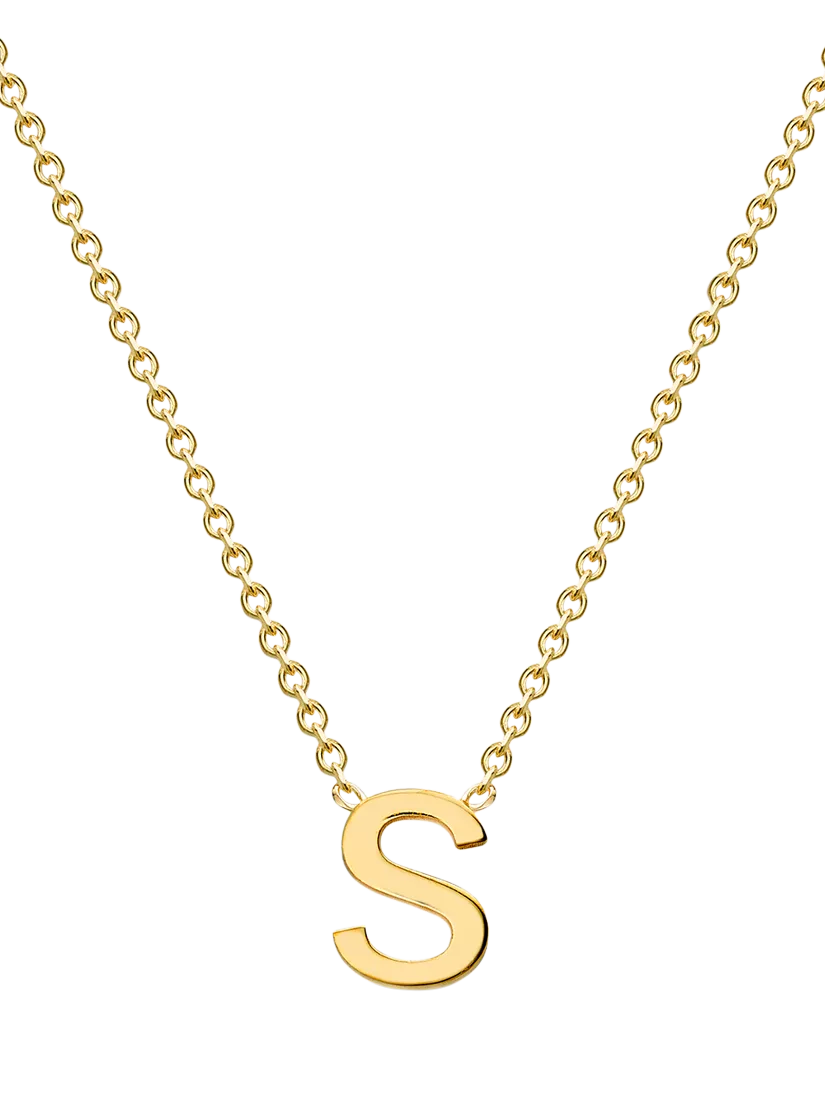 IBB 9ct Yellow Gold Mini Initial Pendant Necklace, Gold, 38-43cm