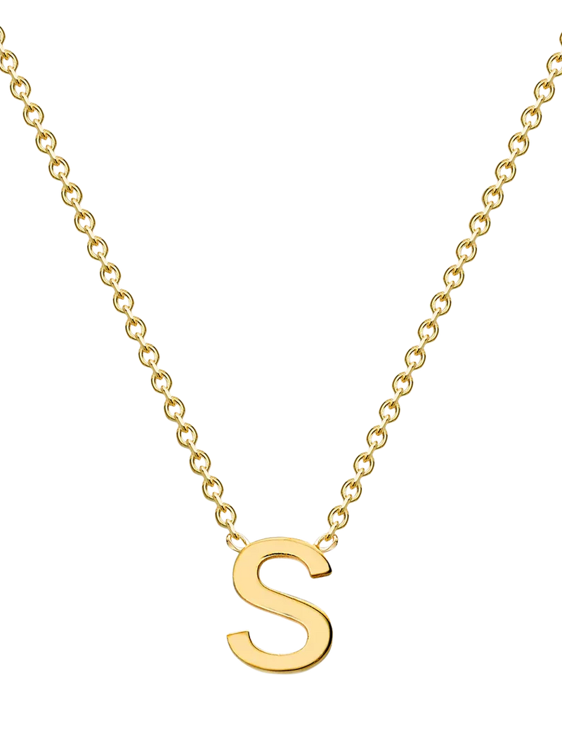 IBB 9ct Yellow Gold Mini Initial Pendant Necklace, Gold, 38-43cm