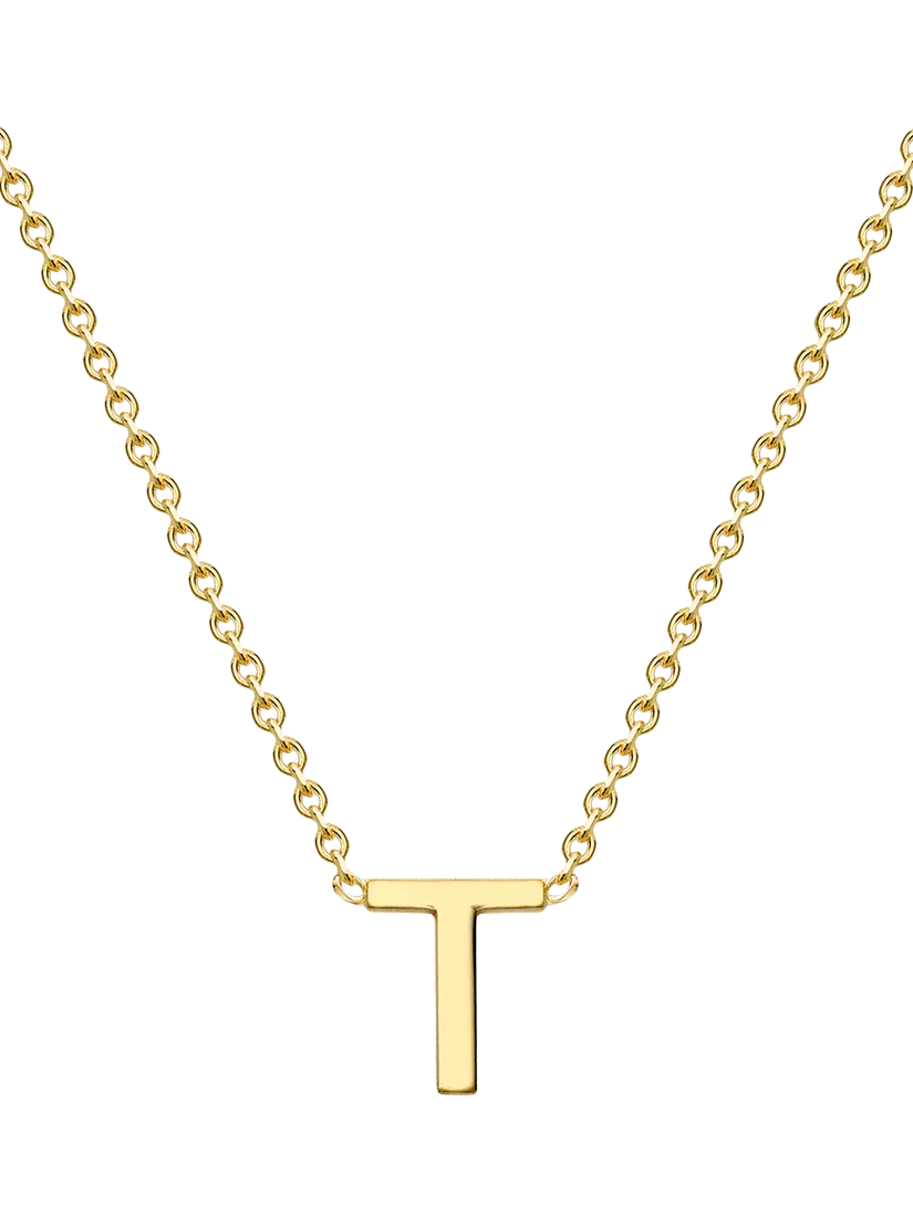IBB 9ct Yellow Gold Mini Initial Pendant Necklace, Gold, 38-43cm