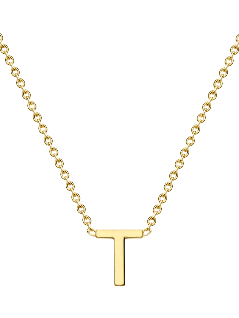 IBB 9ct Yellow Gold Mini Initial Pendant Necklace, Gold, 38-43cm