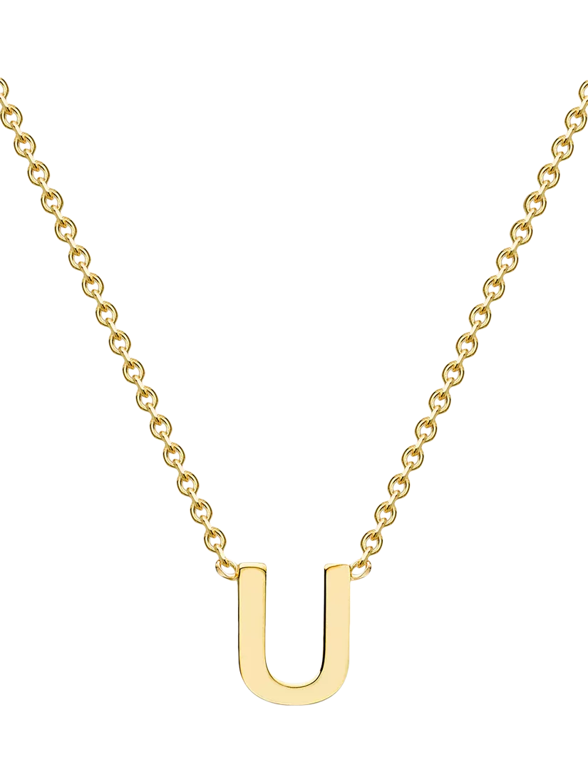 IBB 9ct Yellow Gold Mini Initial Pendant Necklace, Gold, 38-43cm