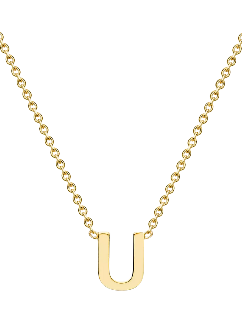 IBB 9ct Yellow Gold Mini Initial Pendant Necklace, Gold, 38-43cm