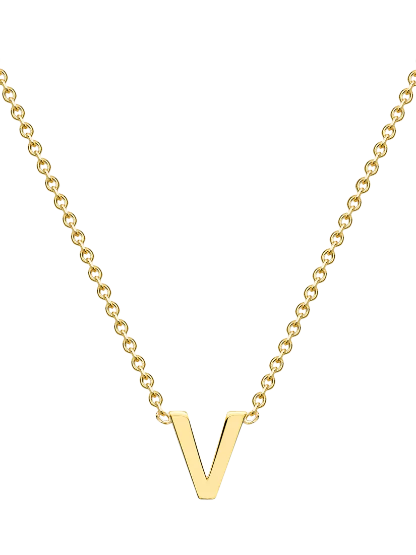 IBB 9ct Yellow Gold Mini Initial Pendant Necklace, Gold, 38-43cm