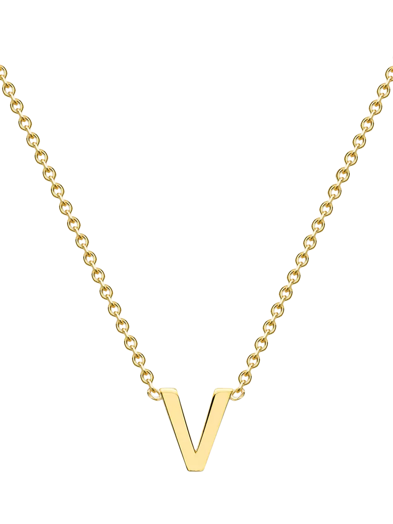 IBB 9ct Yellow Gold Mini Initial Pendant Necklace, Gold, 38-43cm