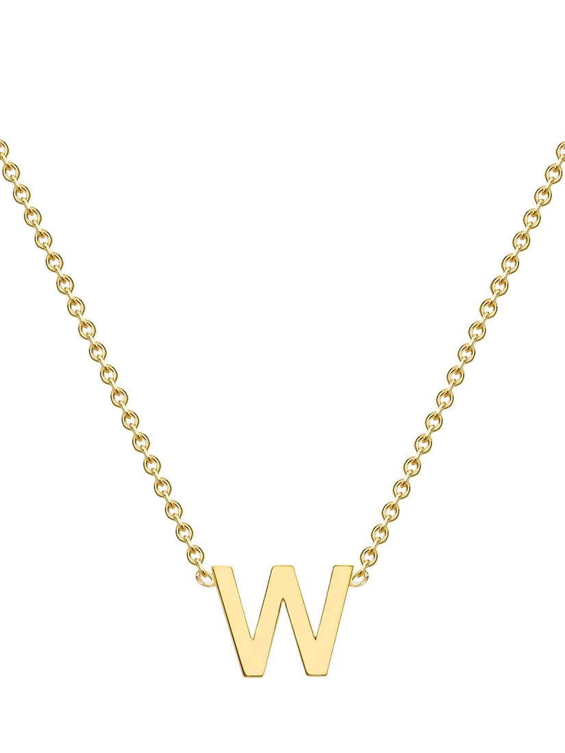 IBB 9ct Yellow Gold Mini Initial Pendant Necklace, Gold, 38-43cm