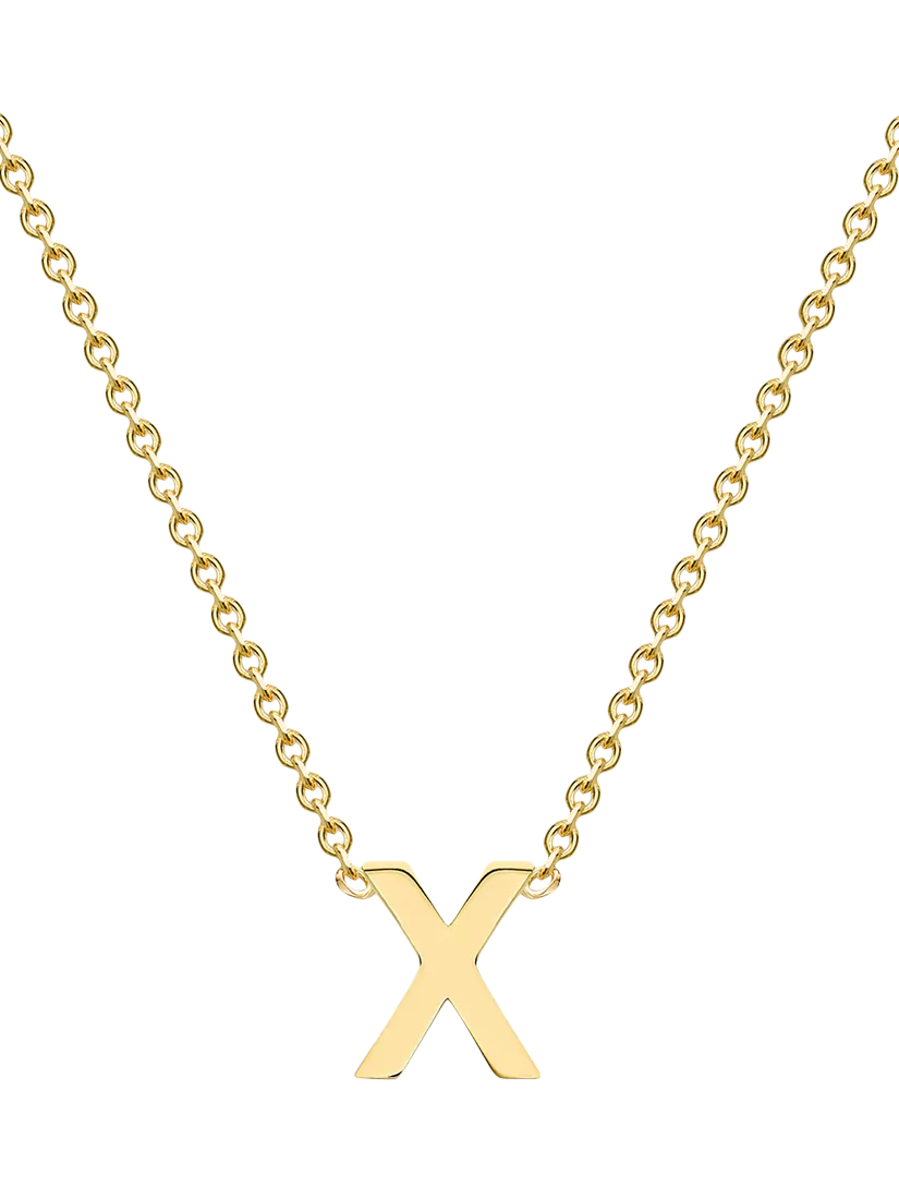 IBB 9ct Yellow Gold Mini Initial Pendant Necklace, Gold, 38-43cm