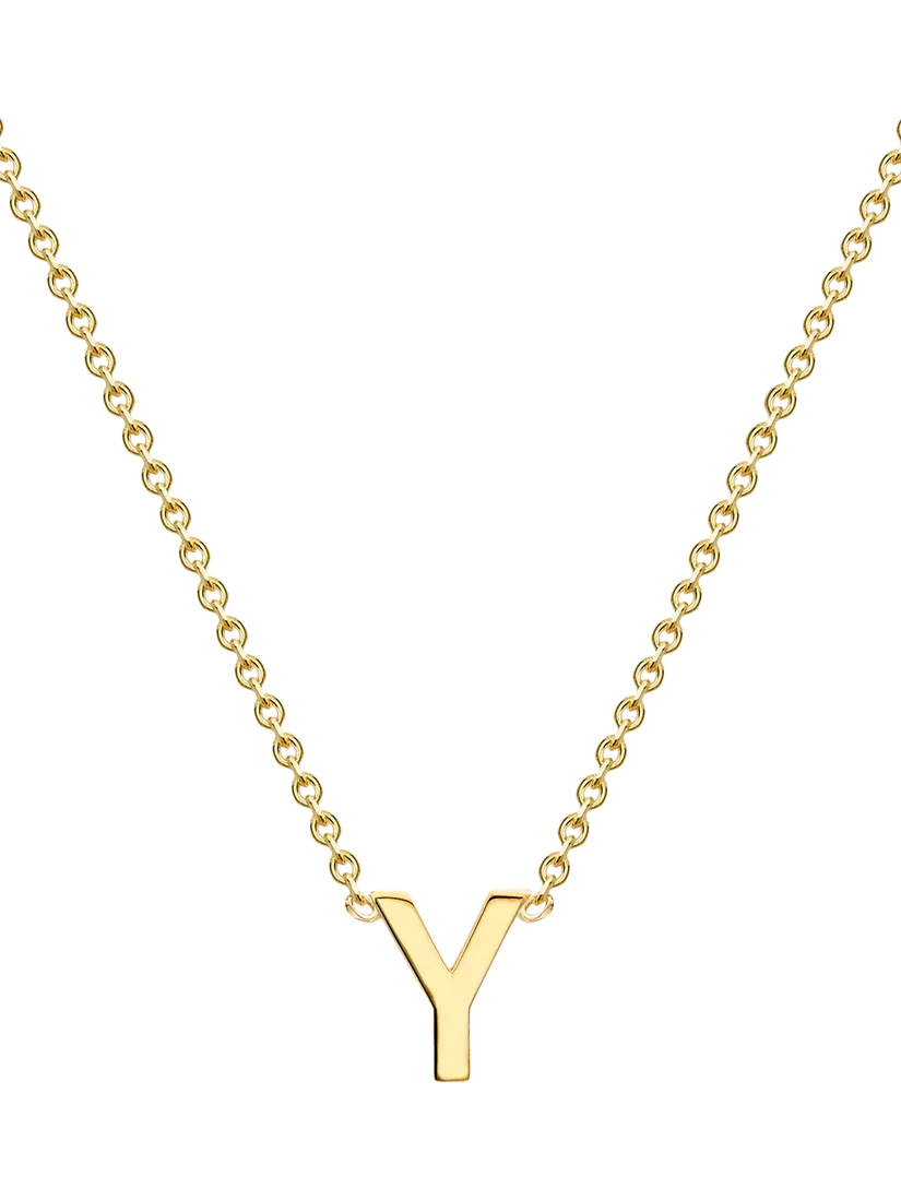 IBB 9ct Yellow Gold Mini Initial Pendant Necklace, Gold, 38-43cm