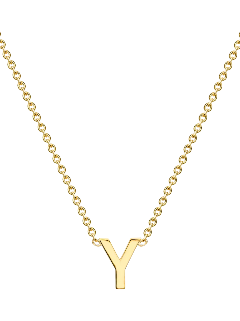 IBB 9ct Yellow Gold Mini Initial Pendant Necklace, Gold, 38-43cm