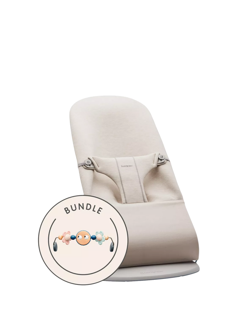 BabyBjörn Bliss bouncer light beige with Googly Eyes toy, imported from the UK