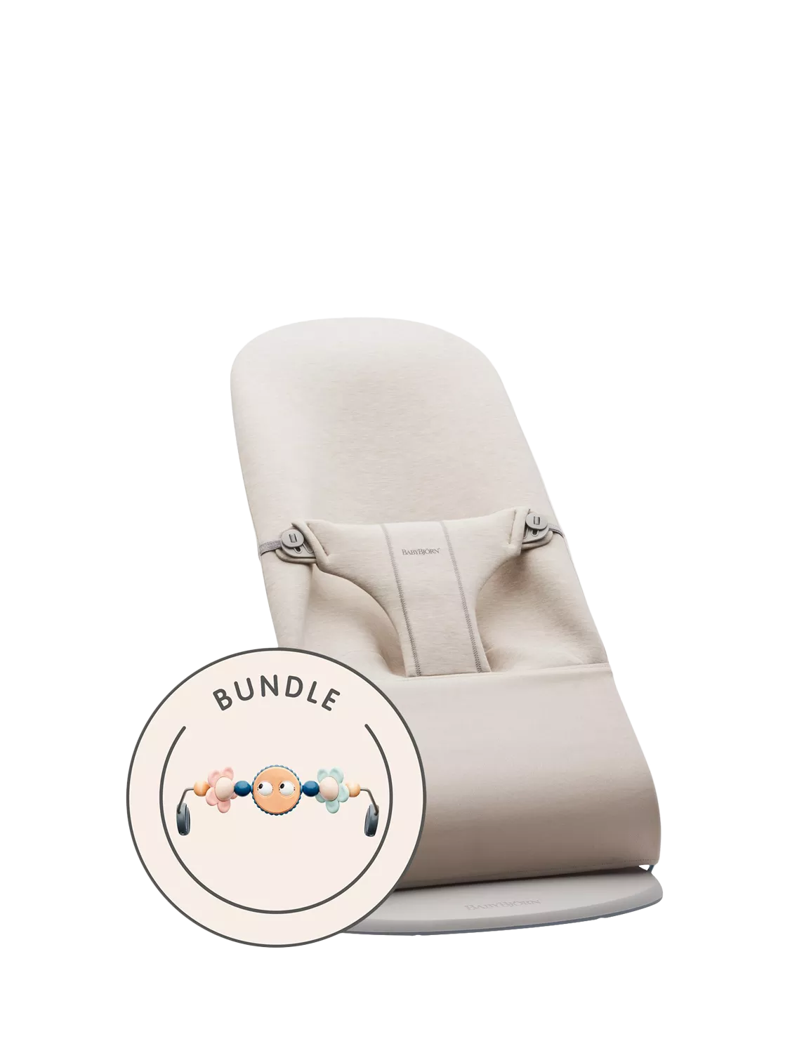 BabyBjörn Bliss bouncer light beige with Googly Eyes toy, imported from the UK