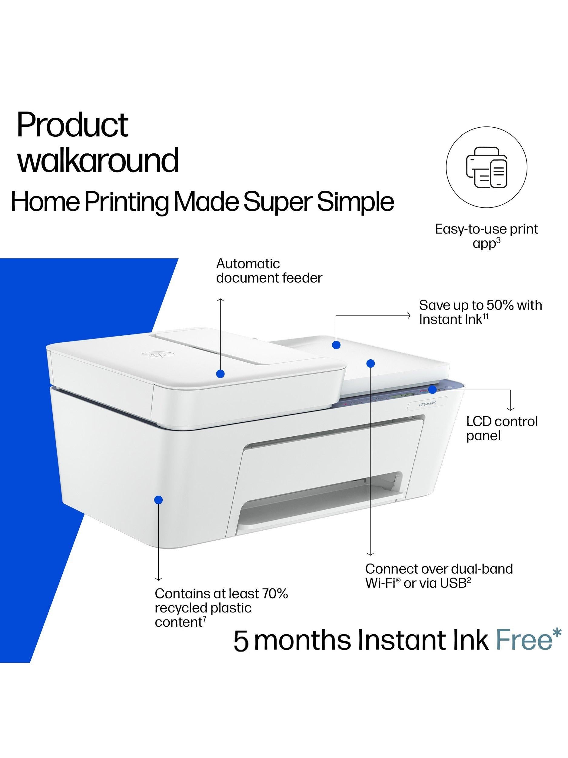 HP Deskjet 4322 all-in-one wireless printer in white (British brand)