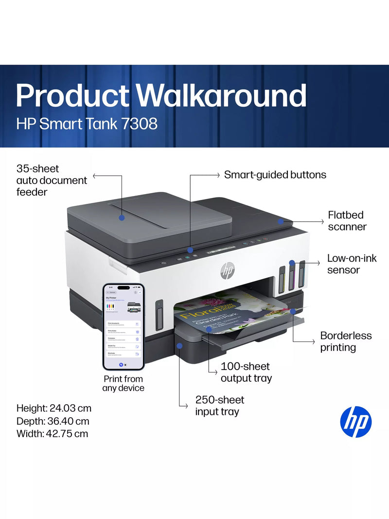 HP Smart Tank 7308 ink tank all-in-one printer Basalt, UK version