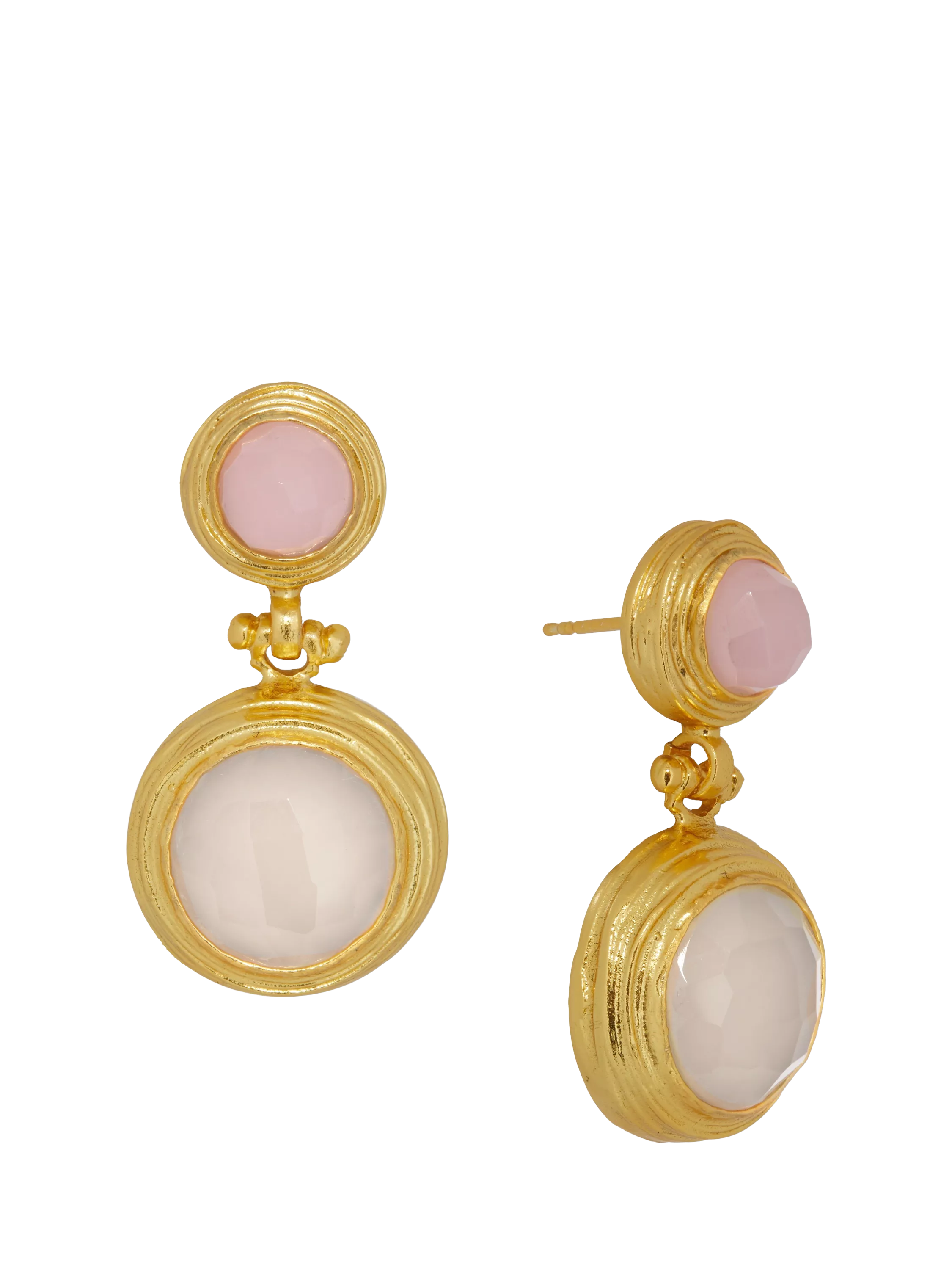 Ottoman Hands drop earrings rose quartz white chalcedony 3.8 cm - British product