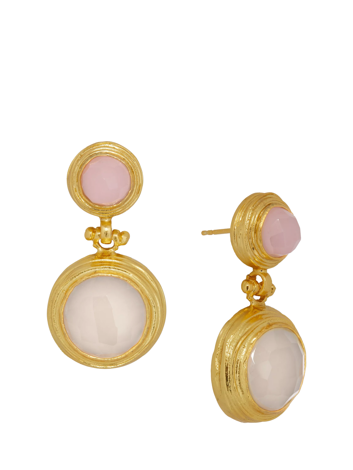 Ottoman Hands drop earrings rose quartz white chalcedony 3.8 cm - British product