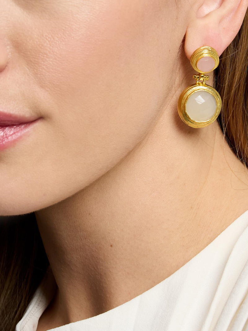 Ottoman Hands drop earrings rose quartz white chalcedony 3.8 cm - British product